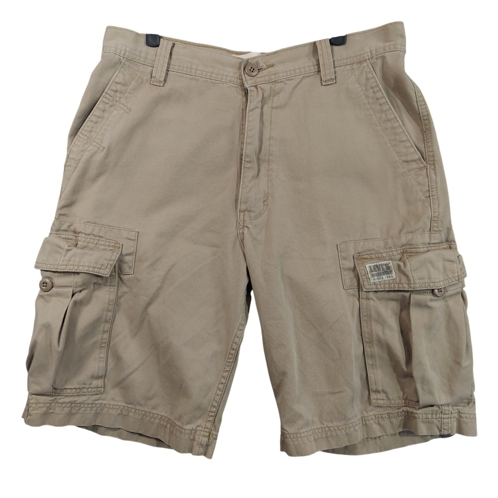 Vintage Levi's Workwear Cargo Shorts Mens 32 Khaki Cotton Utility Relaxed Y2K